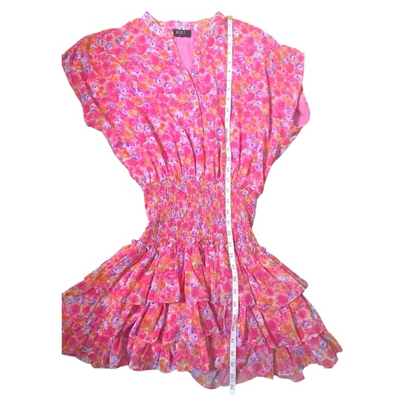 RESET by Jane Pink Smocked Ruffle Dress Size Medium - Picture 10 of 12